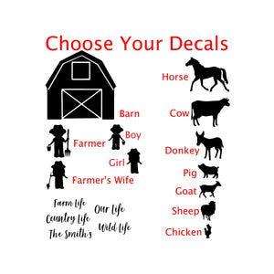 Car Family Decals, Family Car Stickers, Farm Family Decals, Animal Decals, Personalized Decal