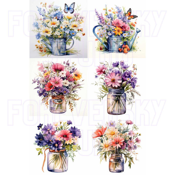 Watercolor Flowers, Wildflower PNG, Commercial Use, Digital Floral, Flower Download, Clipart Digital, Watercolor Floral, Country Flowers