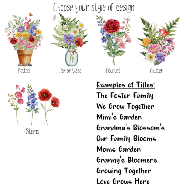 Birth Flower Family Mugs, Mother's Day Gift, Family Flower Mug, Family Bouquet, Personalized Mugs, Custom Family Cup, Birth Flower Mugs