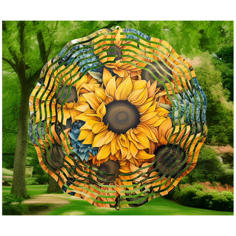 Wind Spinner, Sunflower Spinner, Garden Spinners, Patio Decor, 10 Inch Wind Spinner, Yard Art, Metal Yard Decor, Gift For Mom, Flower Decor