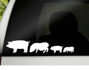 Car Family Decals, Family Window Decal, Family Pig Stickers, Pot Belly Pig Decal, Family Car Decals