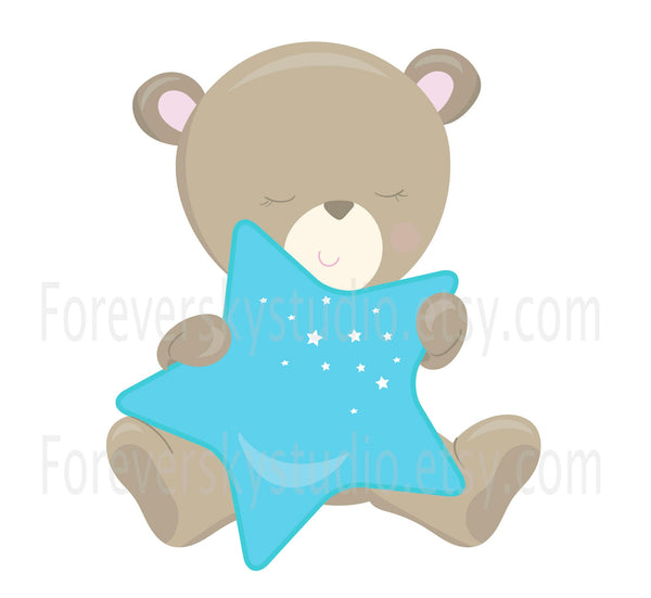 Teddy bear decal, fabric bear decal, nursery wall decal, Boy nursery decal, baby boy decal