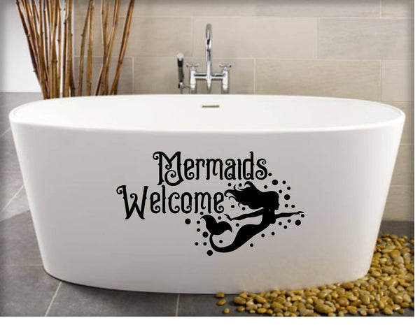 Mermaid Tub or Shower Vinyl Decal Stickers - Forever Sky Studio