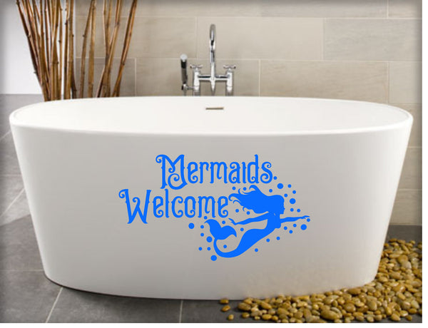 Mermaid Tub or Shower Vinyl Decal Stickers - Forever Sky Studio