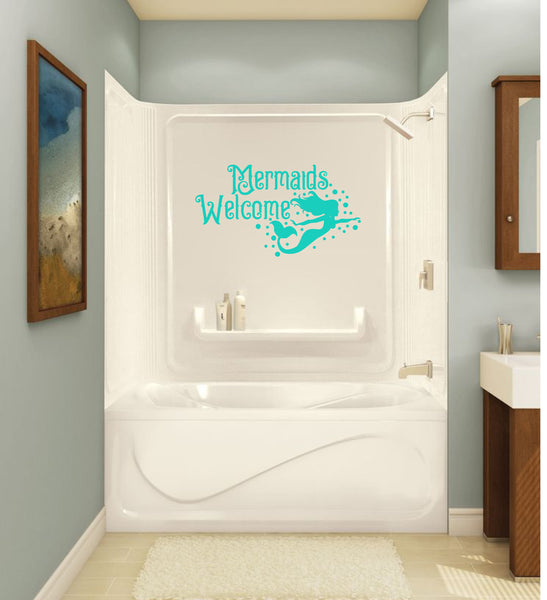 Mermaid Tub or Shower Vinyl Decal Stickers - Forever Sky Studio