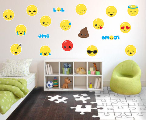 Emoji wall decals, fabric wall decals, kids wall decals, playroom wall decals, kids emoji decals