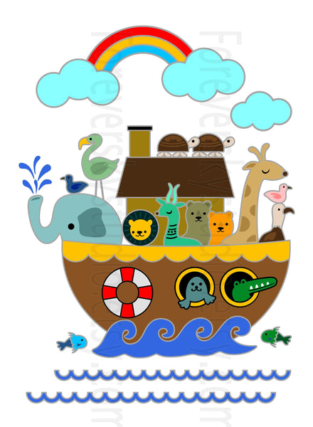 Noah's Ark Reusable Colorful Fabric Wall Decal Sticker - Forever Sky Studio