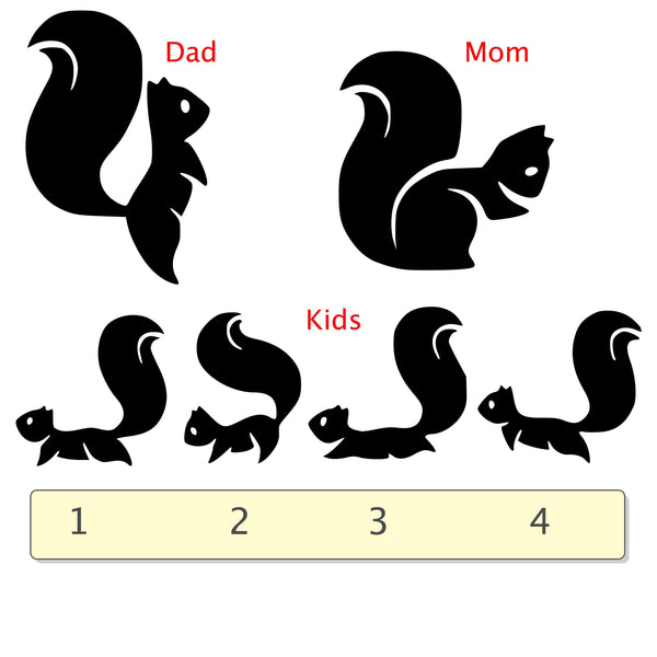 Squirrel family decal, car window decal, car family decal, squirrel car decal, squirrel family sticker