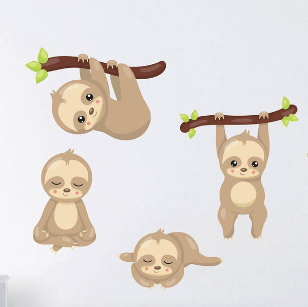 Sloth nursery, baby sloth decal, fabric baby sloths, fabric nursery decal, sloth nursery decor