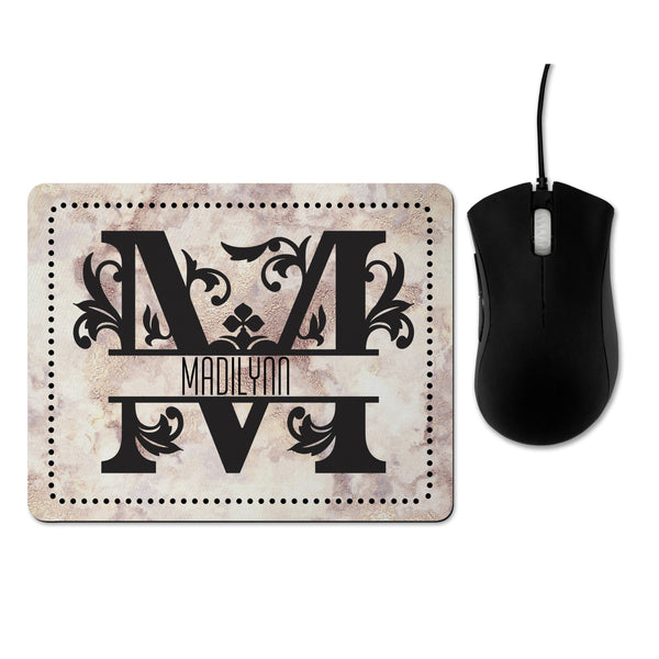 Monogram Vintage marble mouse pad, custom mouse pad, personalized mouse pad, desk accessory, home or office, initial monogram gift