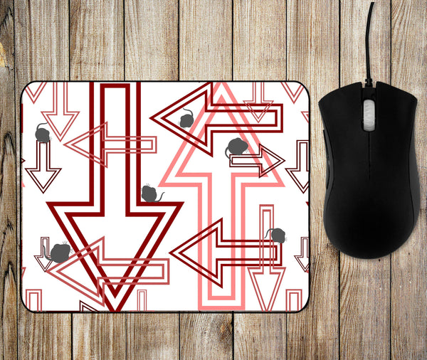 Mouse Pad With Arrows and Mice, Desk accessory, Thin rubber Mouse Pad, Home office mouse pad, Coworkers gift, Teachers gift, Birthday Gift