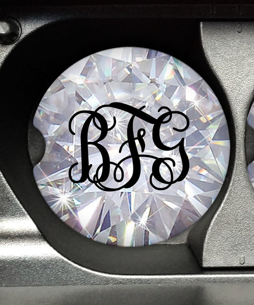 Diamond Car Coasters For Cup Holder With Or Without Monogram - Forever Sky Studio