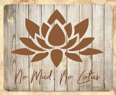 No Mud No Lotus Mouse Pad, lotus flower mouse pad, boho mouse pad, rustic wood mouse pad, thin rubber mouse pad, home office desk accessory