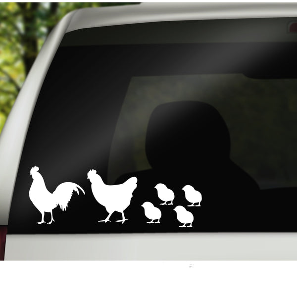 Chicken Family Car Window Vinyl Decals, Farm Family stickers, Rooster family decal, Chicken lovers gift, Family car stickers