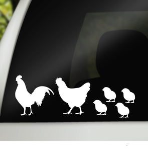 Chicken Family Car Window Vinyl Decals, Farm Family stickers, Rooster family decal, Chicken lovers gift, Family car stickers