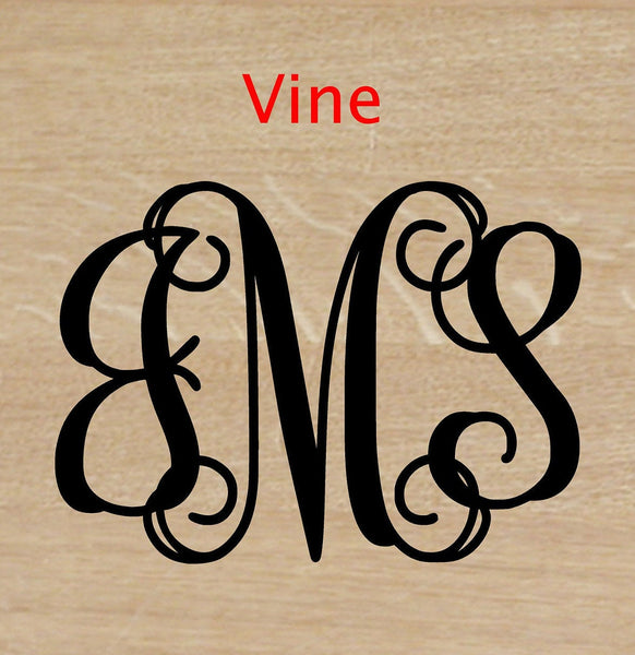 Monogram Vine Decal Sticker, Cell Phone Monogram, Laptop Sticker, Car Window Decal, Wedding Gift