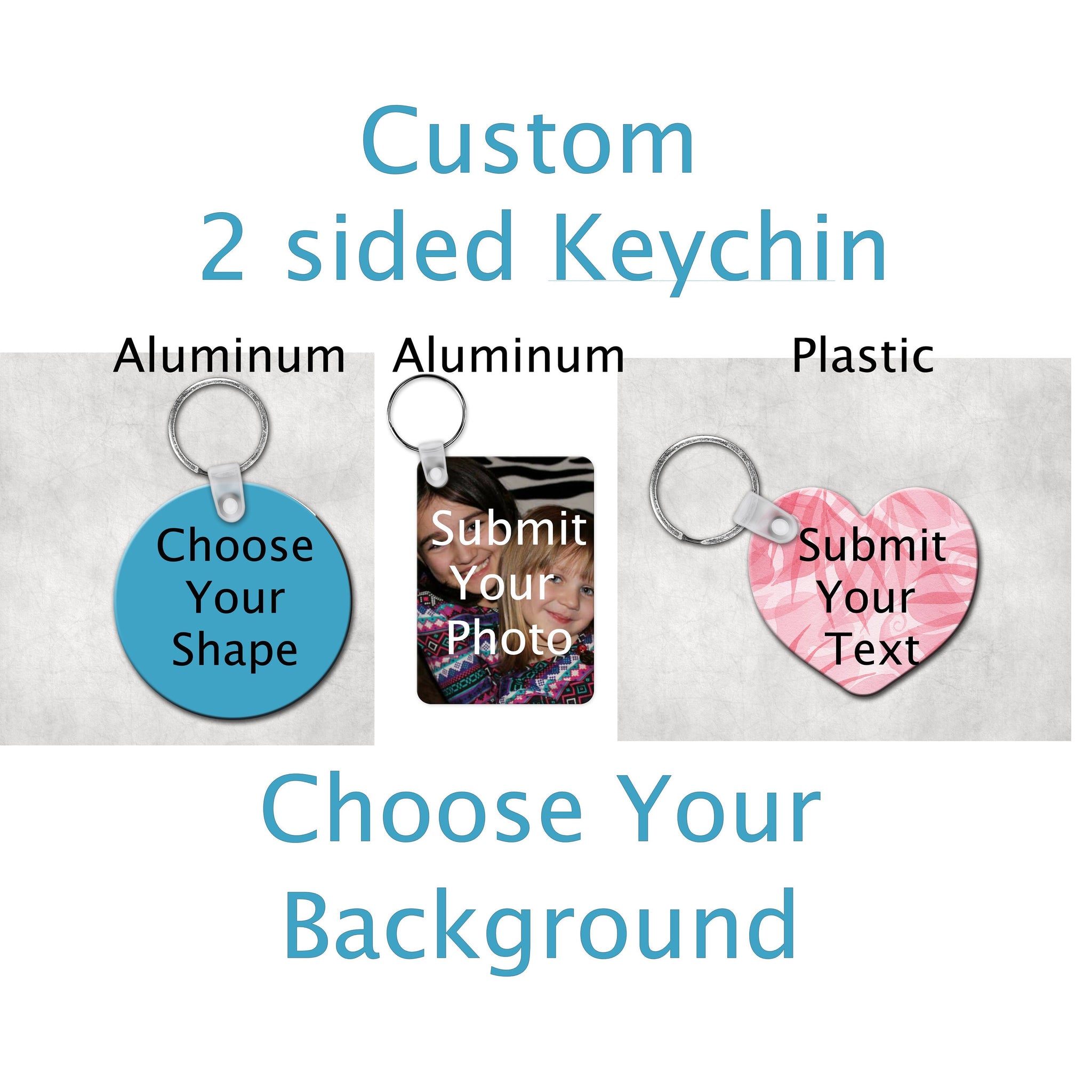 Design Your Own Custom Keychain, Double Sided Personalized Keyring, Photo Keychain, Custom Key Fob, Gift for her