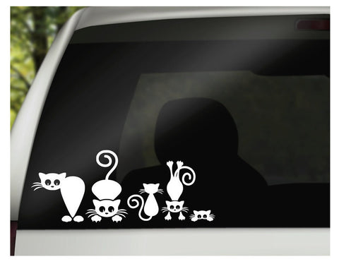 Family Car Decals, Family Car Stickers, Silly Cat Family, Car Window Decals, Cat Family Decal