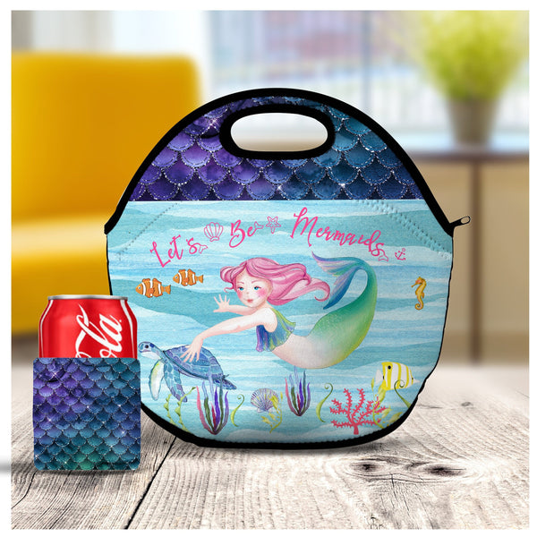 Mermaid Lunch Bag, Lunch Box, Insulated Lunch Bag, Double Sided or Single Sided, Mermaid lovers gift, Back to School, Kids or Adults Bag