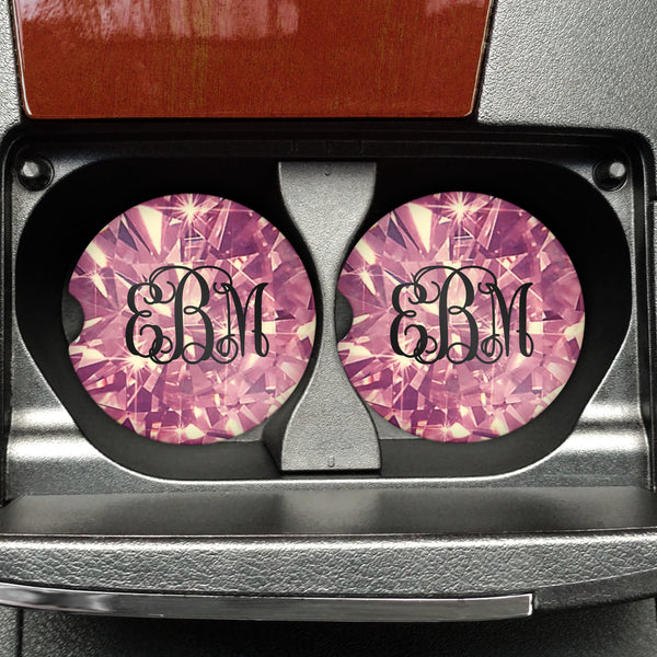 Pink Diamond Car Coaster, Cup Holder Coaster, Car Accessories, Car Bling, Personalized Gift