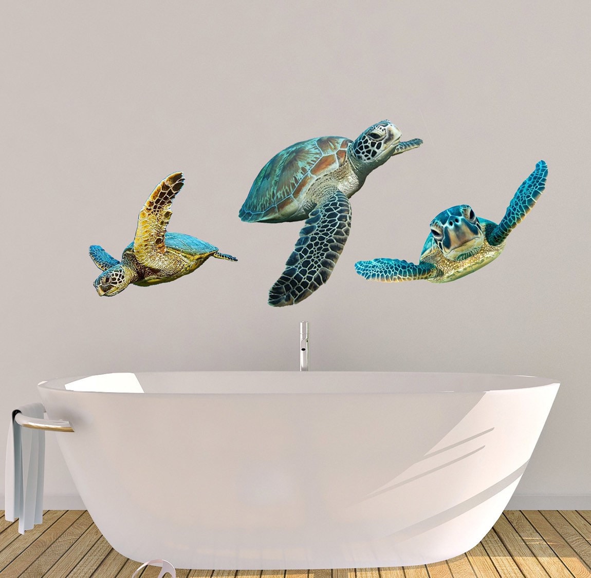 Sea Turtle Decals, Wall Decals, Bathroom Stickers, Bathroom Decor, Turtle Decal