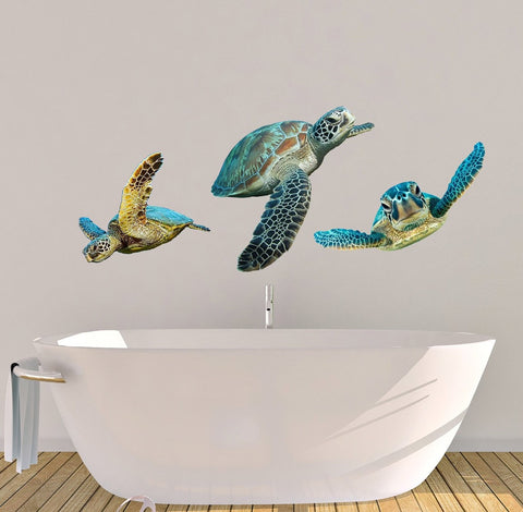 Sea Turtle Decals, Wall Decals, Bathroom Stickers, Bathroom Decor, Turtle Decal