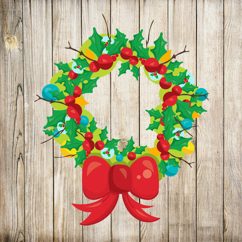 Christmas Wreath Wall Decal, Holiday Wall Decor, Fabric Wall Sticker, Christmas Decoration, Wreath Decal, Xmas Decor, Classroom Xmas Decor