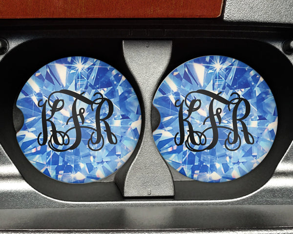 Blue Diamond Car Coaster, Cup Holder Coaster, Car Accessories, Car Bling, Personalized Gift