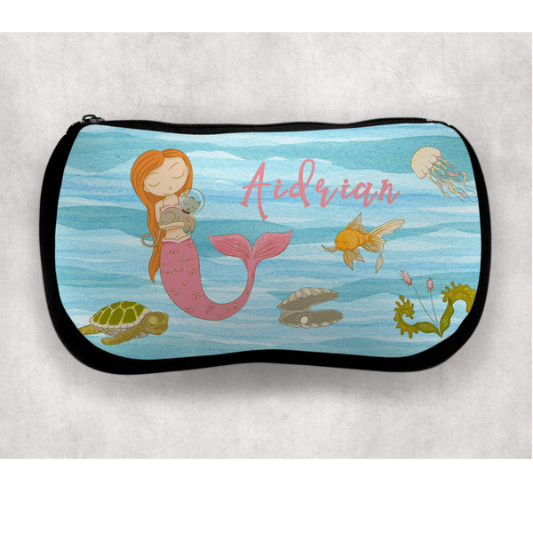 Personalized Mermaid Pencil Supply Zippered Bag - Forever Sky Studio