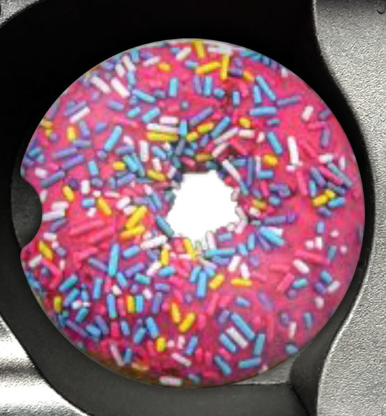 Donut Car Coaster For Cup Holder, chocolate donut, Pink Donut, funny car coaster, sandstone coaster