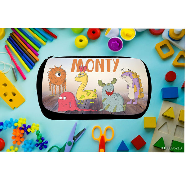 Personalized Monster Pencil Supply Zippered Bag - Forever Sky Studio