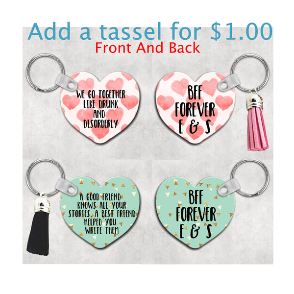 Best Friend Quote Double Sided Heart Keychain - Forever Sky Studio