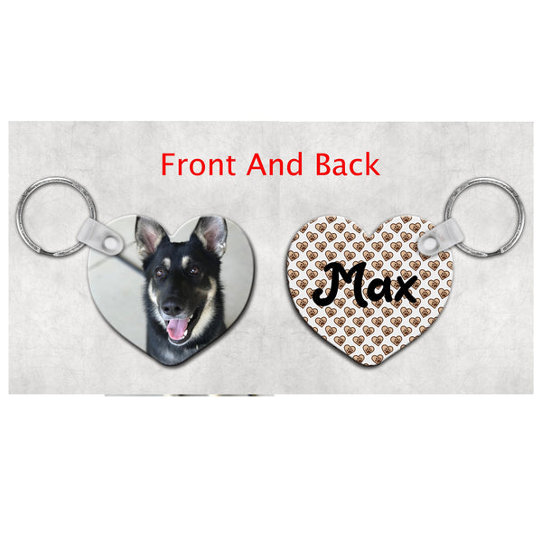 Heart Shaped Double Sided Pet Memorial Keychain, Custom Keyring, Personalized Key Holder, Pets portrait, dog keychain