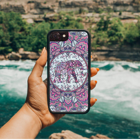 Bohemian Elephant Pink And Grey Phone Case - Forever Sky Studio