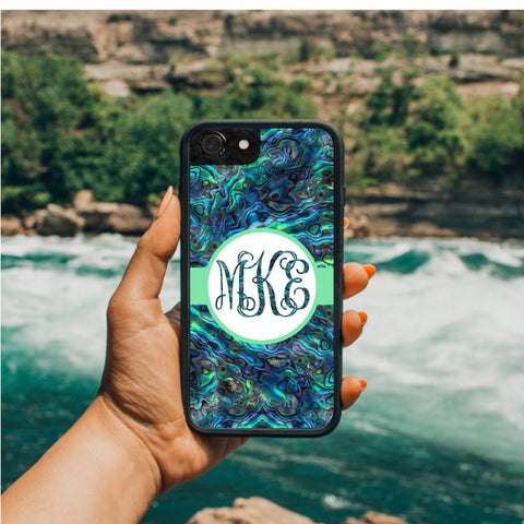 Monogram Abalone Phone Case For iPhone and Samsung Phones - Forever Sky Studio