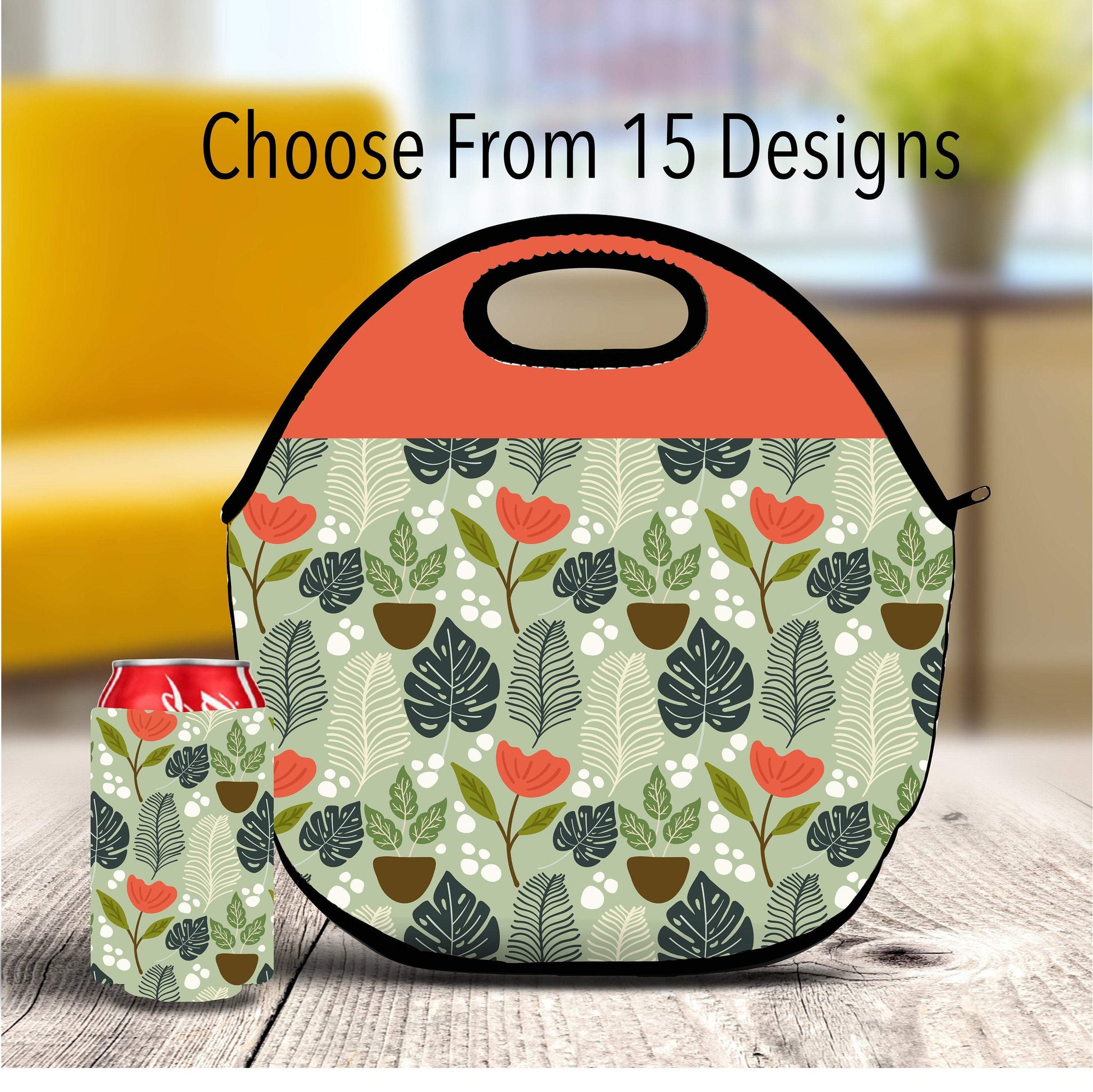 Custom Botanical Floral Garden Lunch Tote Bag With Free Can Wrap - Forever Sky Studio