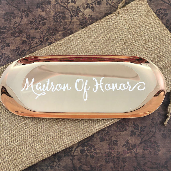 Wedding Party Gifts, Bridesmaid Gift, Personalized Tray, Custom Jewelry Dish, Gold Tray, Rose Gold, Maid Of Honor, Bridesmaid Proposal