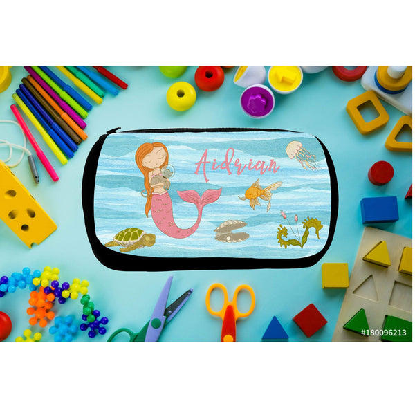 Personalized Mermaid Pencil Supply Zippered Bag - Forever Sky Studio