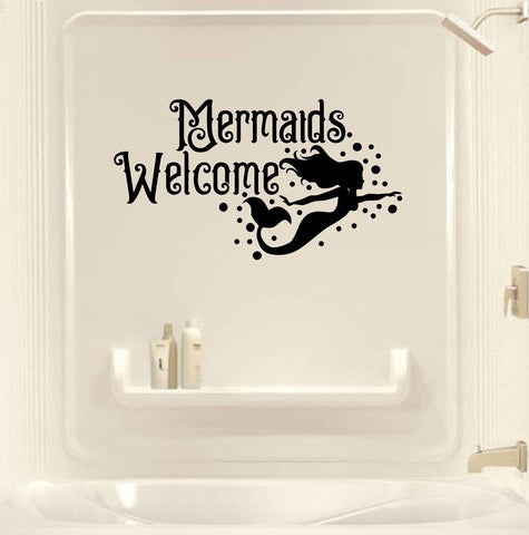 Mermaid Tub or Shower Vinyl Decal Stickers - Forever Sky Studio