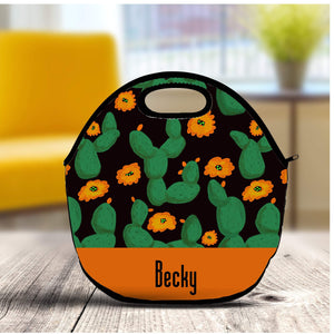 Personalized Cactus Floral Lunch Tote Bag With Free Can Wrap - Forever Sky Studio