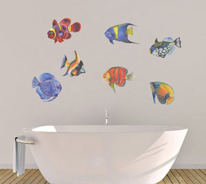 Tropical Fish Wall Decals, Removable Wall Decal, Tropical Decor, Fabric Wall Stickers, Coastal Decor
