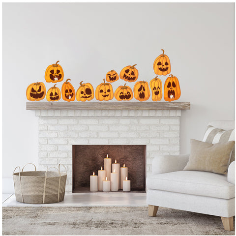 Halloween Decals, Jack-0-Lantern Decal, Pumpkin Wall Decor, Halloween Decor, Funny Pumpkin Decals, Silly Halloween, Fabric Wall Decal