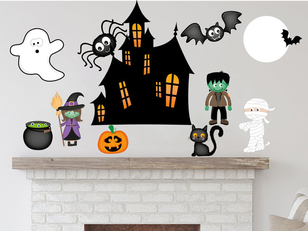 Halloween Wall Decal, Halloween Decor, Kids Wall Stickers, Spooky Wall Decor, Halloween Ghouls, Removable Stickers, Reusable Wall Decals