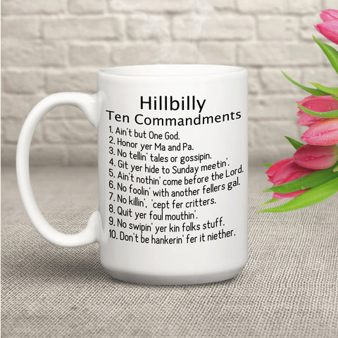 Funny Hillbilly 10 Commandments Coffee Mug - Forever Sky Studio