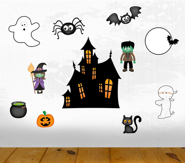 Halloween Wall Decal, Halloween Decor, Kids Wall Stickers, Spooky Wall Decor, Halloween Ghouls, Removable Stickers, Reusable Wall Decals