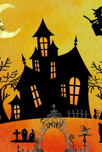 Halloween Wall Decal, Haunted House Scene, Spooky Wall Decals, Halloween Decor, Halloween Door Decal, Removable Wall Decal, Reusable Decals