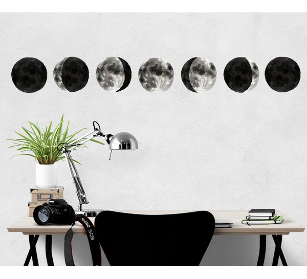 Moon Phase Wall Decals, Wall Stickers, Removable Decal, Moon Phase Decor, Bedroom Wall Decor, Living Room Decor, Wall Decorations, Moon Wall