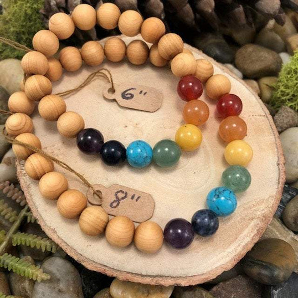 Healing Chakra Bracelet With Gemstones and Sandalwood Beads - Forever Sky Studio