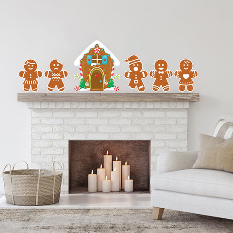 Christmas Decor, Christmas Wall Decal, Gingerbread Cookies, Gingerbread House, Holiday Wall Sticker, Housewarming Gift, Fabric Wall Decals