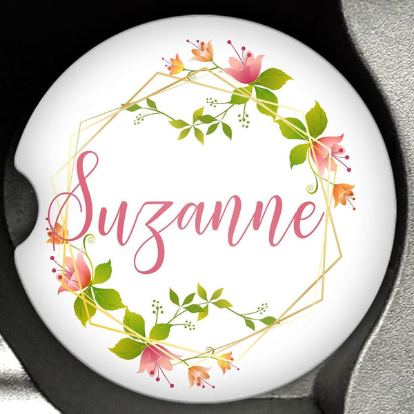 Personalized Coaster, Car Accessories, Name Car Coasters, Floral Car Coasters, Geometric Coasters